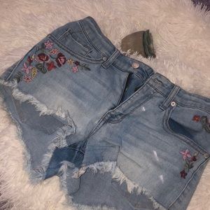 High waisted denim shorts